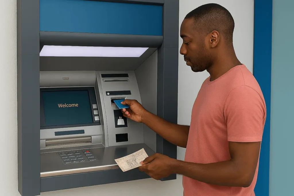 Distributeur automatique pour retirer de la monnaie en Côte d’Ivoire (franc CFA)