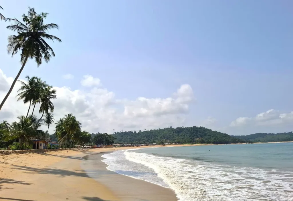 Plage de Côte d'Ivoire bordée de cocotiers, le pays de deux Diomande Plage de Côte d'Ivoire bordée de cocotiers, le pays de deux Diomande